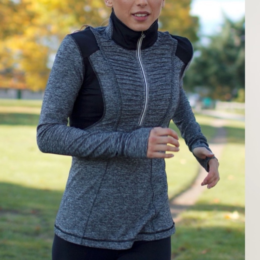 lululemon athletica Women's Heathered Gray Zip-Front Athletic Jacket